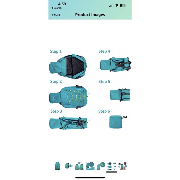 Waterproof Folding Outdoor Hiking Travel Sports Backpack Bag everyday use Teal - Picture 10 of 10